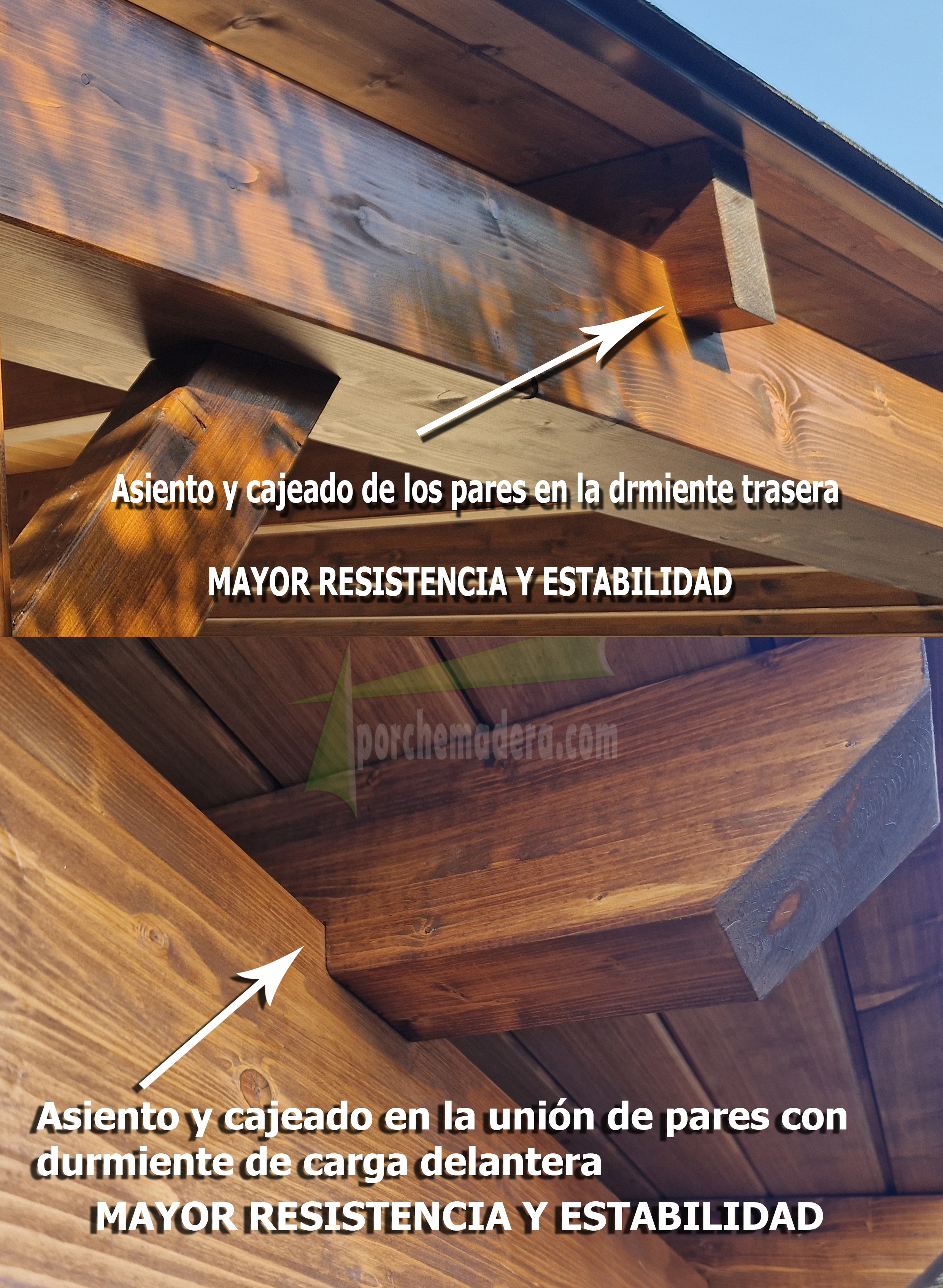 Cenador de madera con sus asientos de carpinter�a estructural