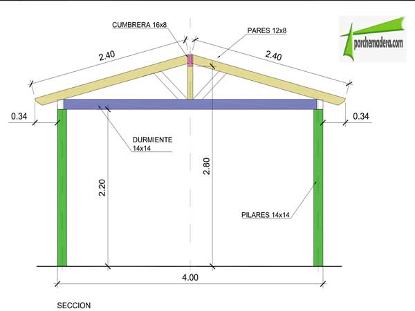 plano cenador de madera a la medida de nuestro cliente