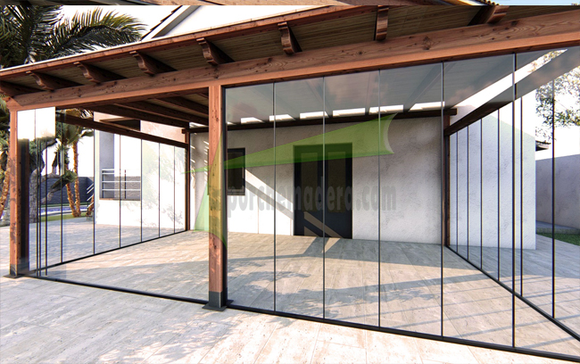 porche de madera con teja