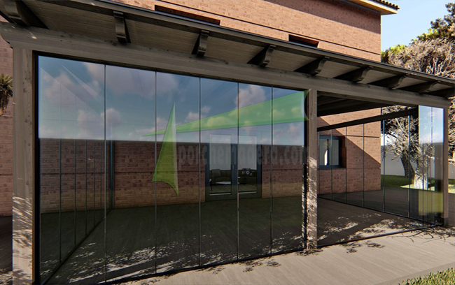 porche de madera con teja