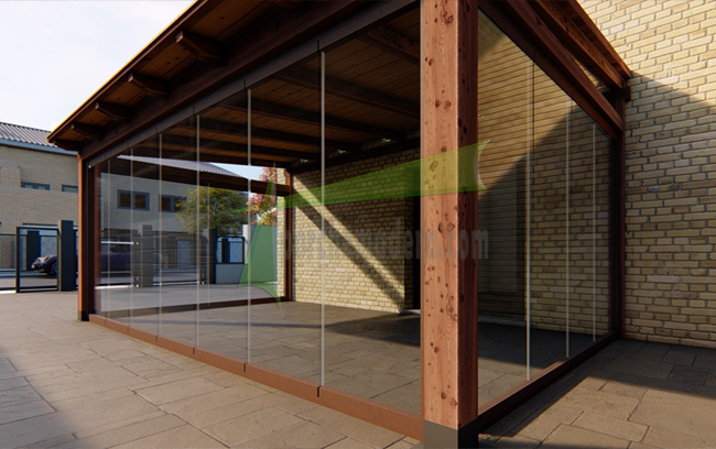 porche de madera con teja