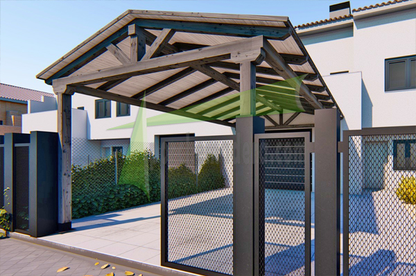 porche de madera tegola