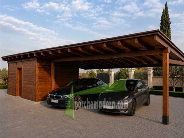 garaje madera con trastero para dos coches en nogal