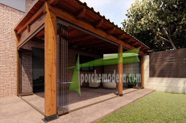 porche de madera acristalado 