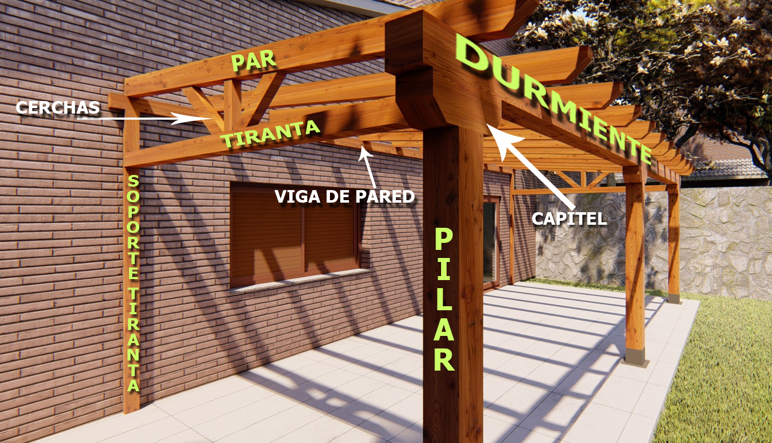 porche a medida de madera