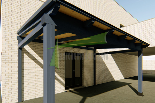 porche de madera con teja